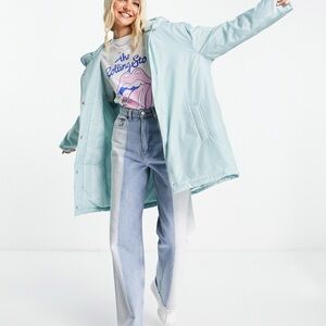 ASOS Size 10 Generous oversized puffer jacket in light blue ( some say green?)
